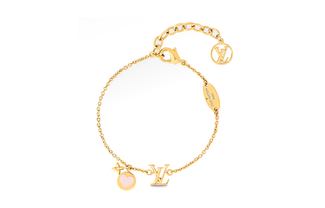 (Women) Louis Vuitton Gold Enamel Heart Charm Metal Bracelet for Women. M1211A 圖 2