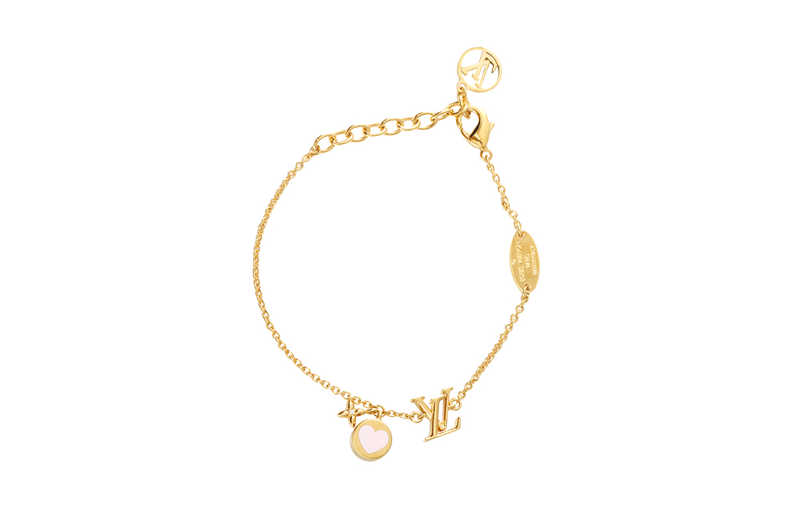 (Women) Louis Vuitton Gold Enamel Heart Charm Metal Bracelet for Women. M1211A 圖 3