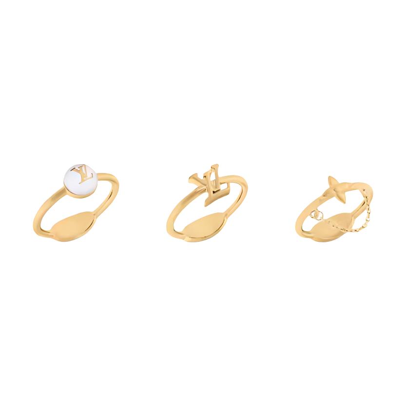 (Women) LOUIS VUITTON Gold Logo Design Metal Resin Bead Ring for Women. M1693 圖 3