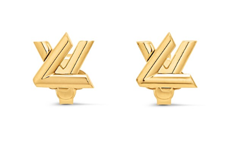 (Women) LOUIS VUITTON Gold Logo Metal Stud Earrings for Women. M01621 圖 2