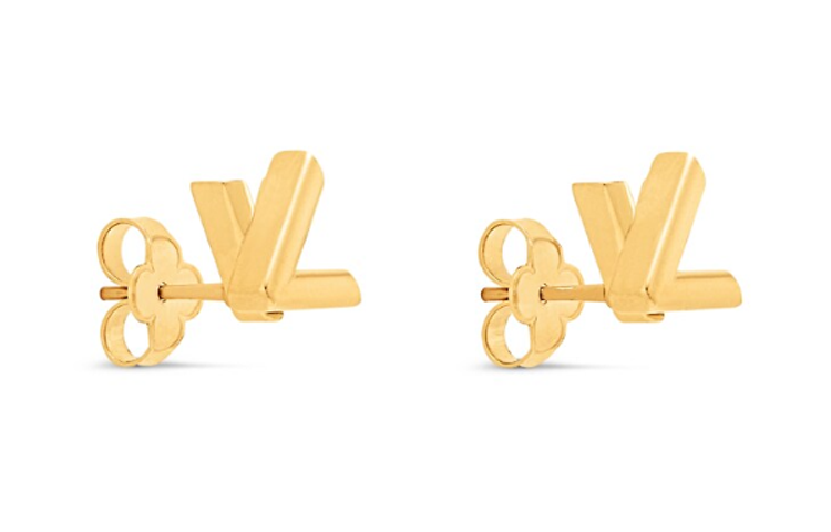 (Women) LOUIS VUITTON Gold Logo Metal Stud Earrings for Women. M01621 圖 3