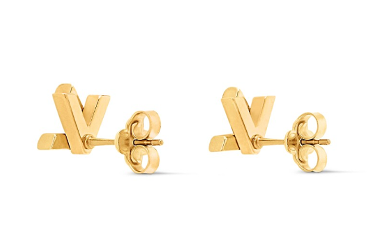 (Women) LOUIS VUITTON Gold Logo Metal Stud Earrings for Women. M01621 圖 4