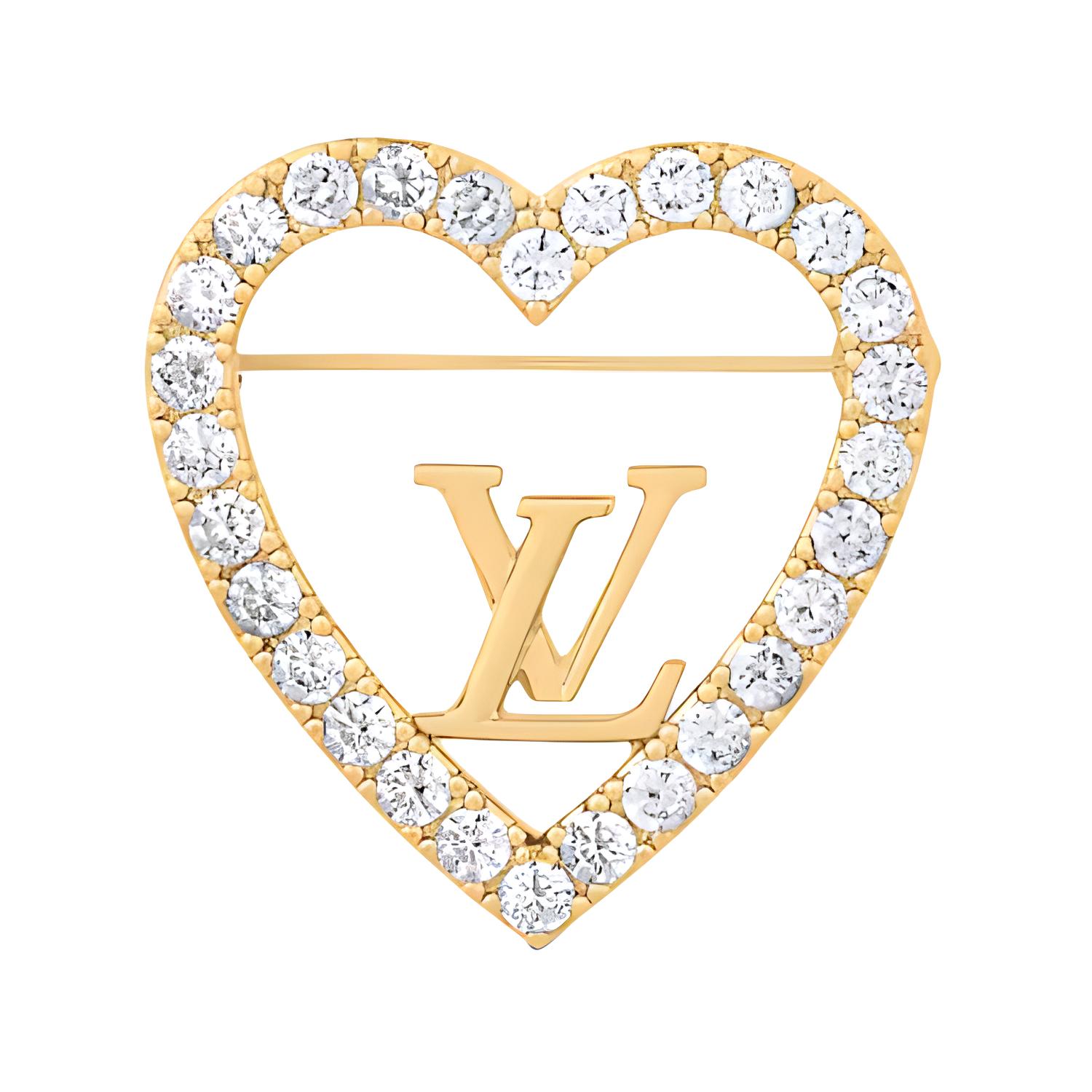 Order (W) Louis Vuitton Bros Emas Motif Hati Kristal untuk Wanita. M02163