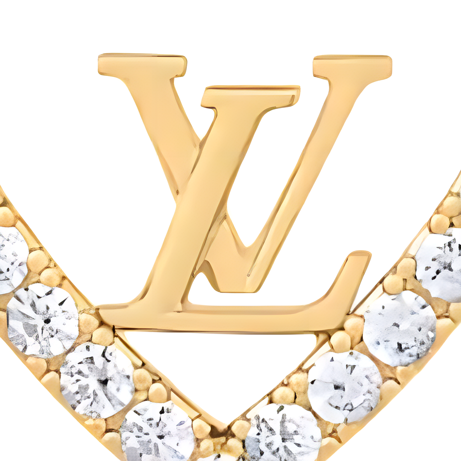 Shop (W) Louis Vuitton Bros Emas Motif Hati Kristal untuk Wanita. M02163