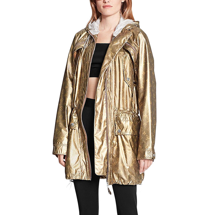 Lookbook (W) Louis Vuitton Jaket Parka Ringan Monogram Emas Berkerudung. 1A8KU6