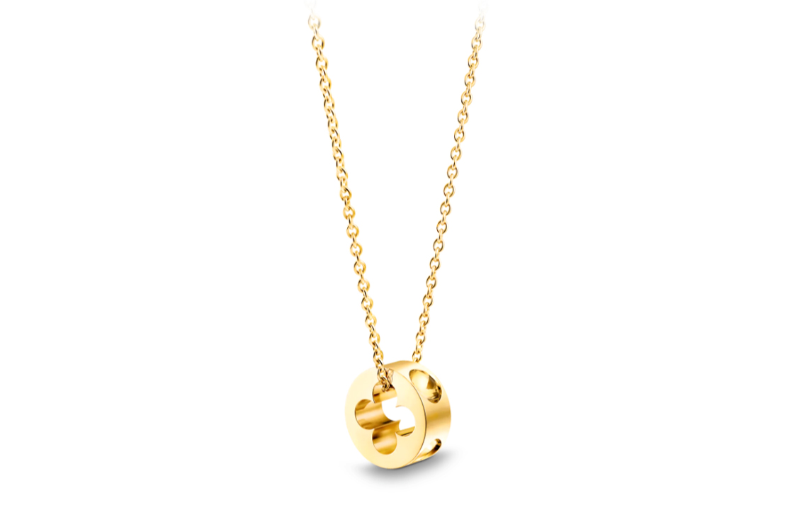 (Women) LOUIS VUITTON Gold Round Hollow 18K Gold Necklace for Women Q93674 圖 2