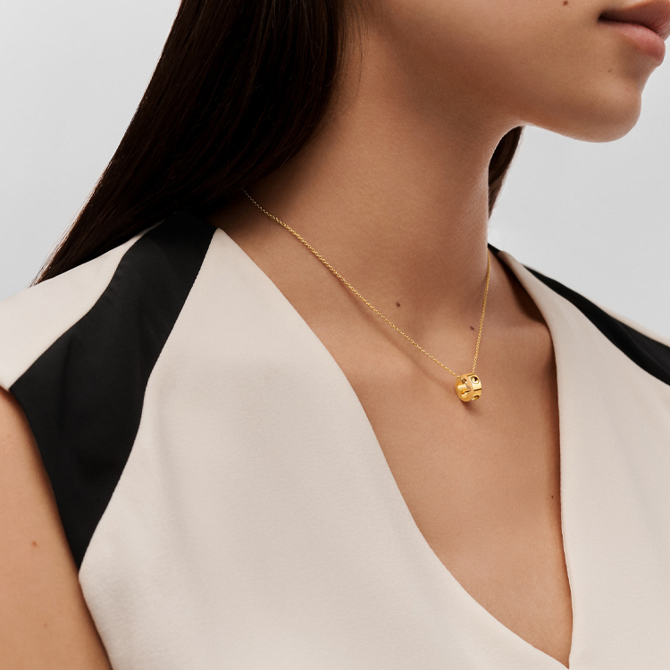 (Women) LOUIS VUITTON Gold Round Hollow 18K Gold Necklace for Women Q93674 圖 3