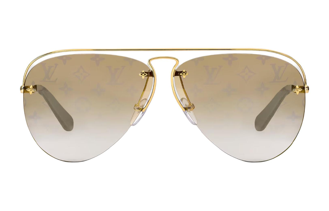 (Women) Louis Vuitton Gold Rubber Pilot Sunglasses for Women with Logo Detailing. Z1366W 圖 3