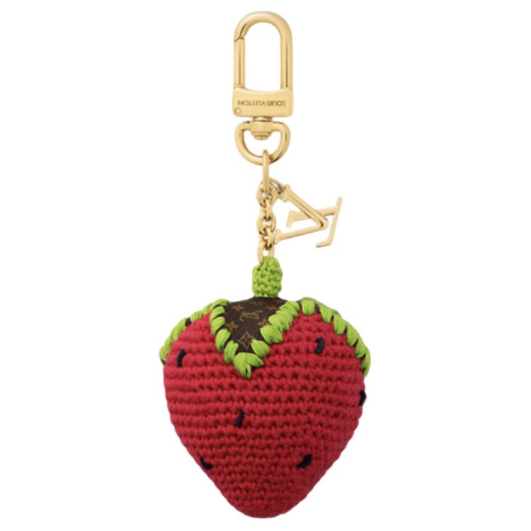 Lookbook (Women) Louis Vuitton Gold Strawberry Shaped Canvas Keychain for Women M02583