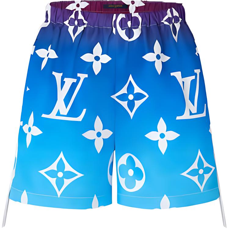 (Women) LOUIS VUITTON Gradient Logo Relaxed Fit Shorts Blue Casual Wear. 1A8TI9