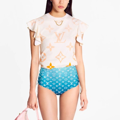 (W) 路易威登漸變綴飾袖口印花T恤粉紅色 1A8RPM Lookbook (W) 路易威登漸變綴飾袖口印花T恤粉紅色 1A8RPM