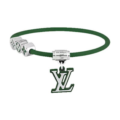 (Women) LOUIS VUITTON Green Leather Logo Design Bracelet for Women. M8571D