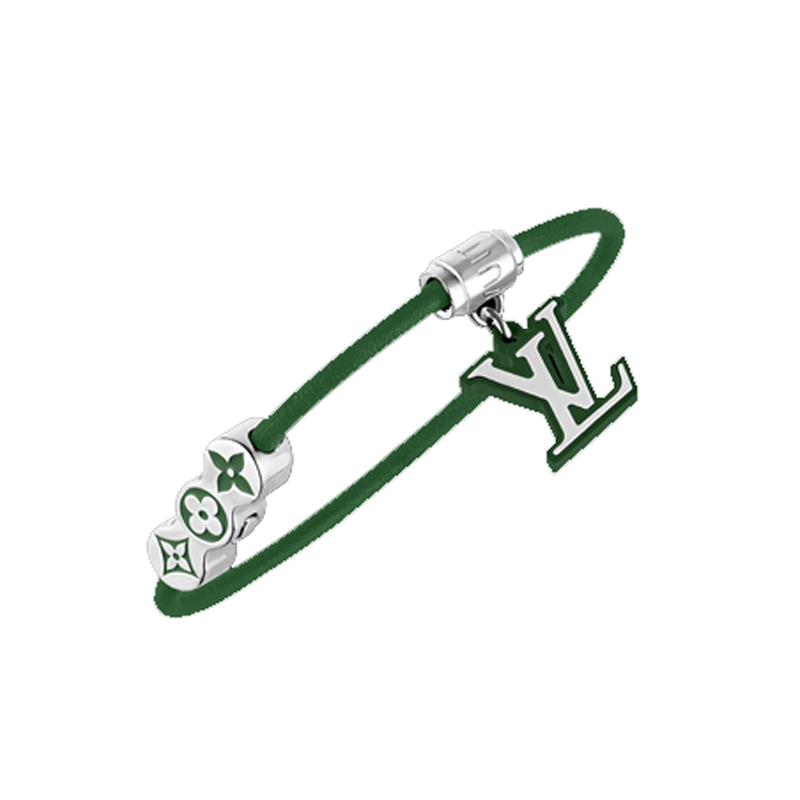 Lookbook (W) Pulsera de Mujer LOUIS VUITTON de Cuero Verde con Diseño de Logo. M8571D