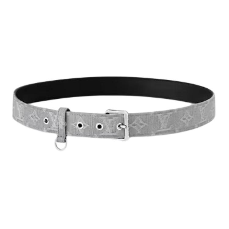 (Women) LOUIS VUITTON Grey Denim Leather Belt with Pin Buckle 3CM Wide M4012W