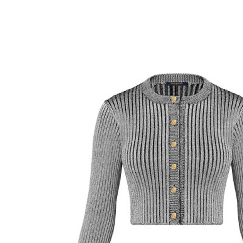 Shop (W) LOUIS VUITTON Baju Kelabu Logo Wool Knit Berusuk. 1A9MUZ