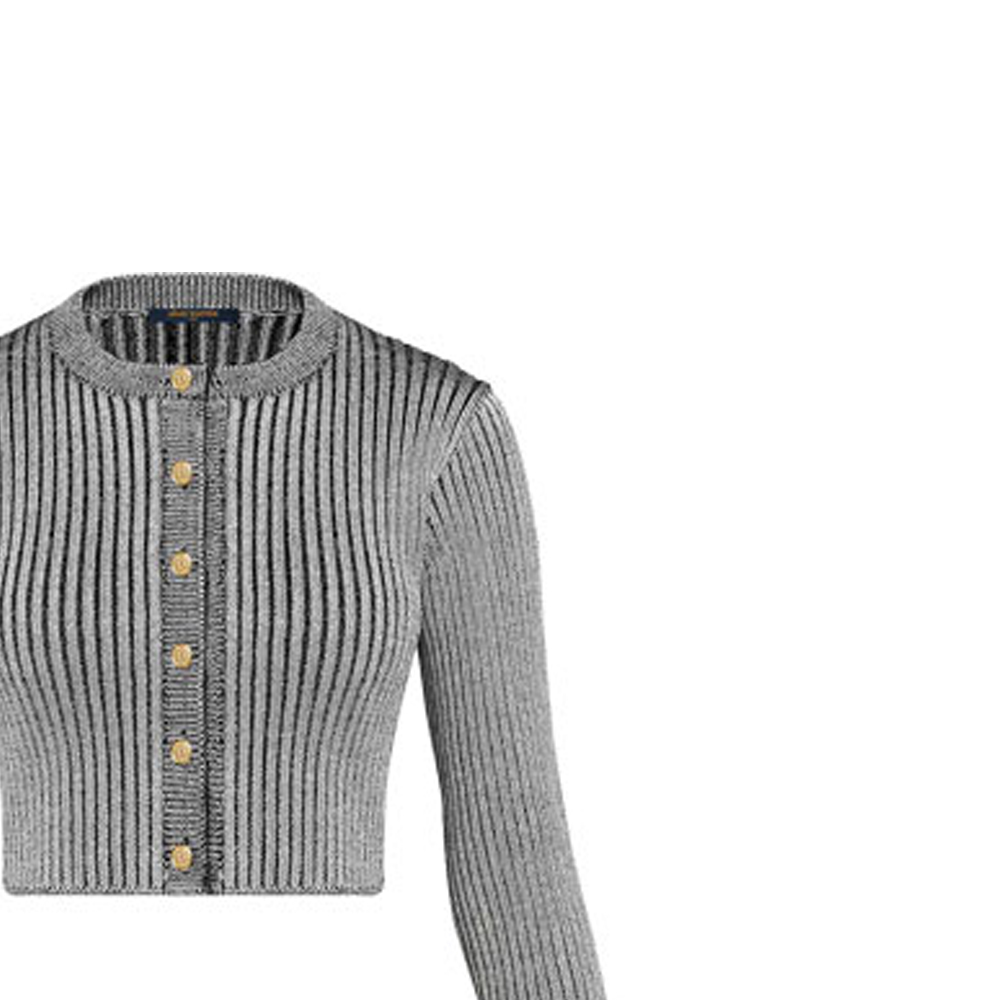 Sizing (W) LOUIS VUITTON Baju Kelabu Logo Wool Knit Berusuk. 1A9MUZ