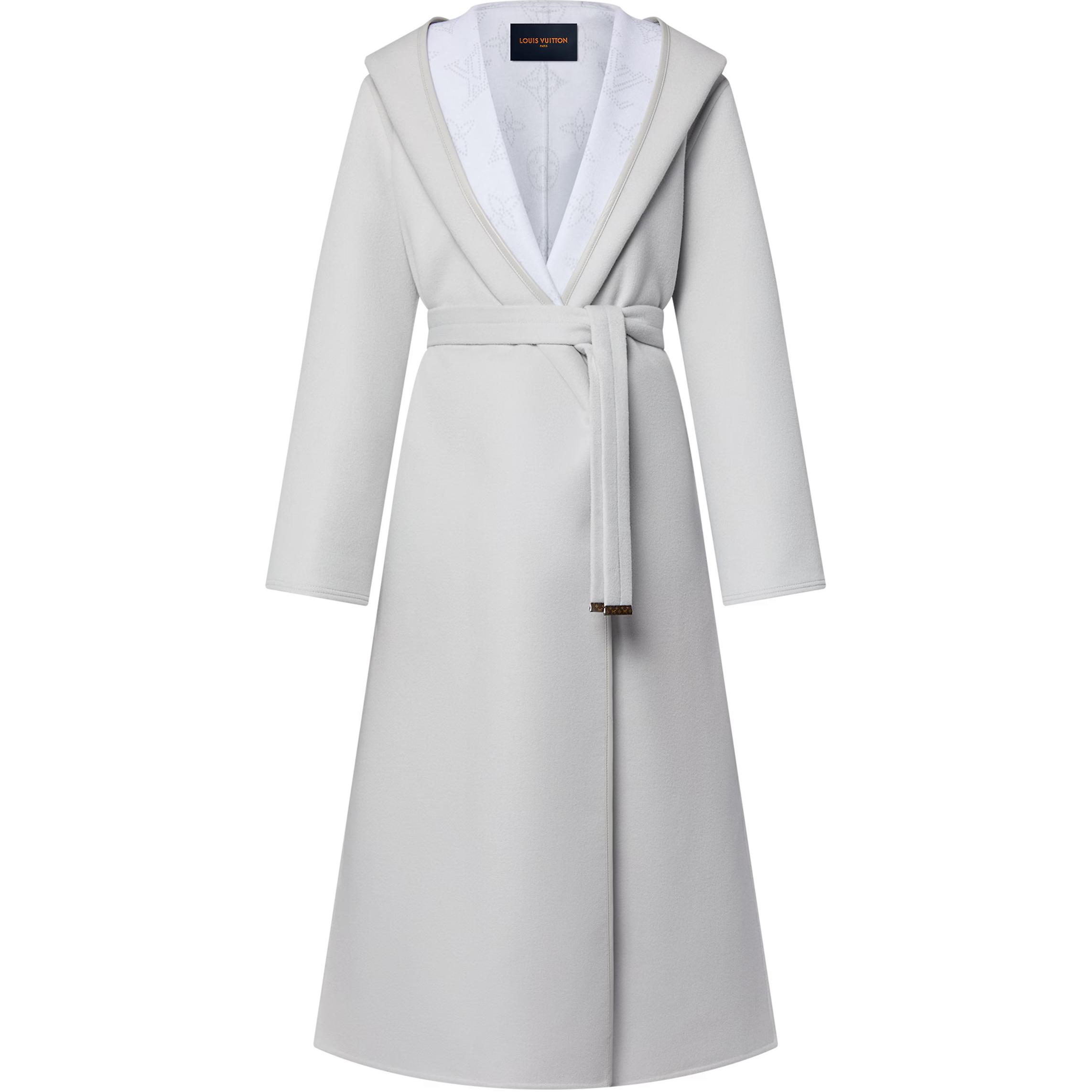 (Women) LOUIS VUITTON Grey Wrap-Style Long Coat 1AGBFD 圖 2