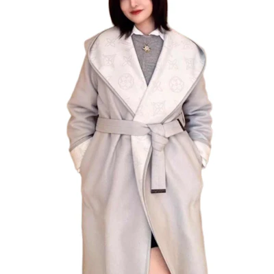 (W) 路易威登灰色围裹式长款大衣 1AGBFD Details for (W) 路易威登灰色围裹式长款大衣 1AGBFD