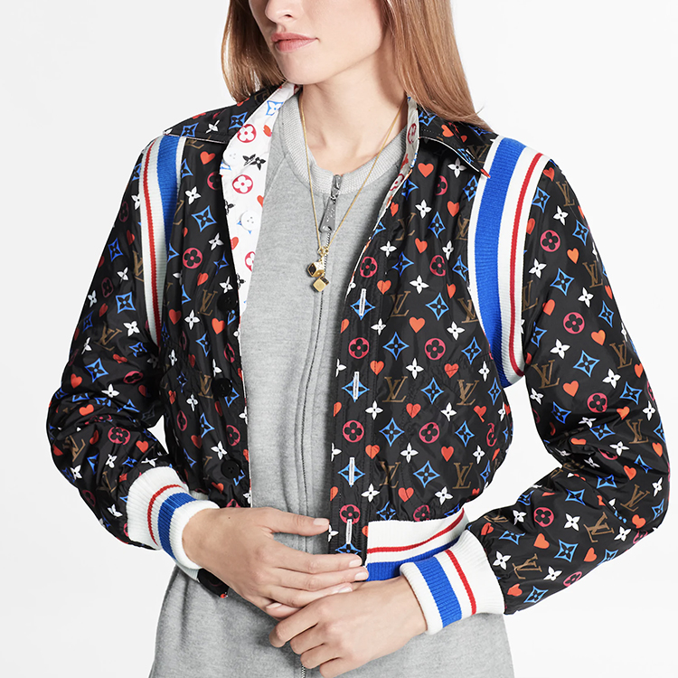 (Women) Louis Vuitton Heart Print Reversible Nylon Flight Jacket White 1A8LVL 圖 7