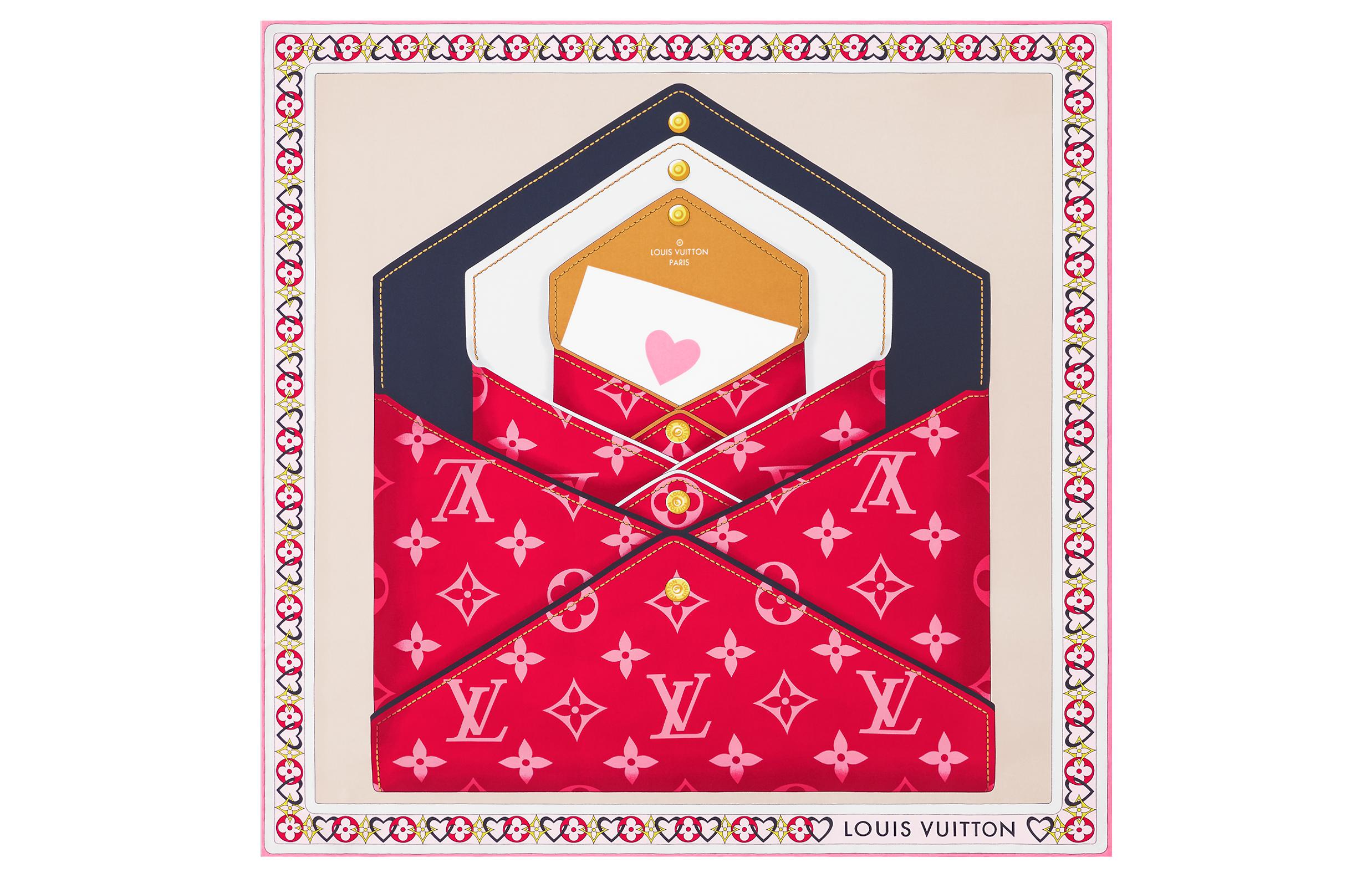 Order (Women) Louis Vuitton Heart Print Silk Scarf for Women - Minimalist Fashion Accessory M78061