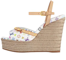 (Women) Louis Vuitton Helios Wedge Sandal Takashi Murakami White 1AGYX0 (Women) Louis Vuitton Helios Wedge Sandal Takashi Murakami White 1AGYX0