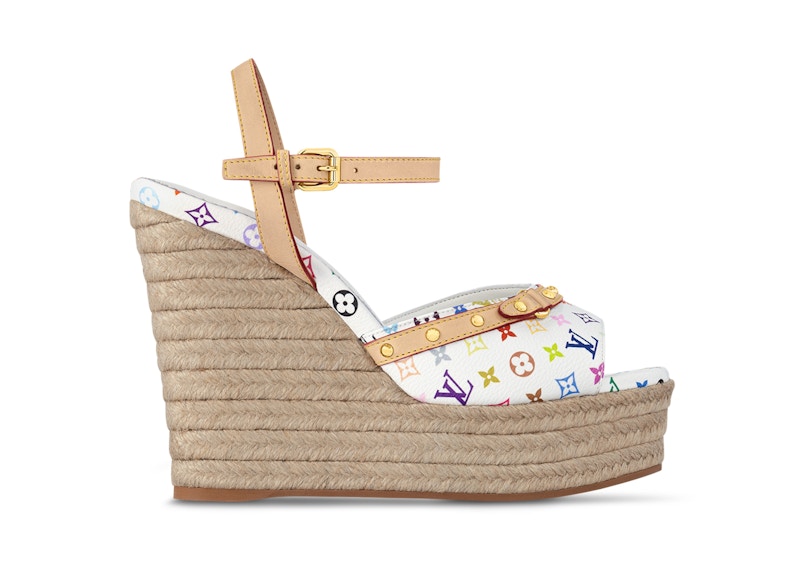 (Women) Louis Vuitton Helios Wedge Sandal Takashi Murakami White 1AGYX0