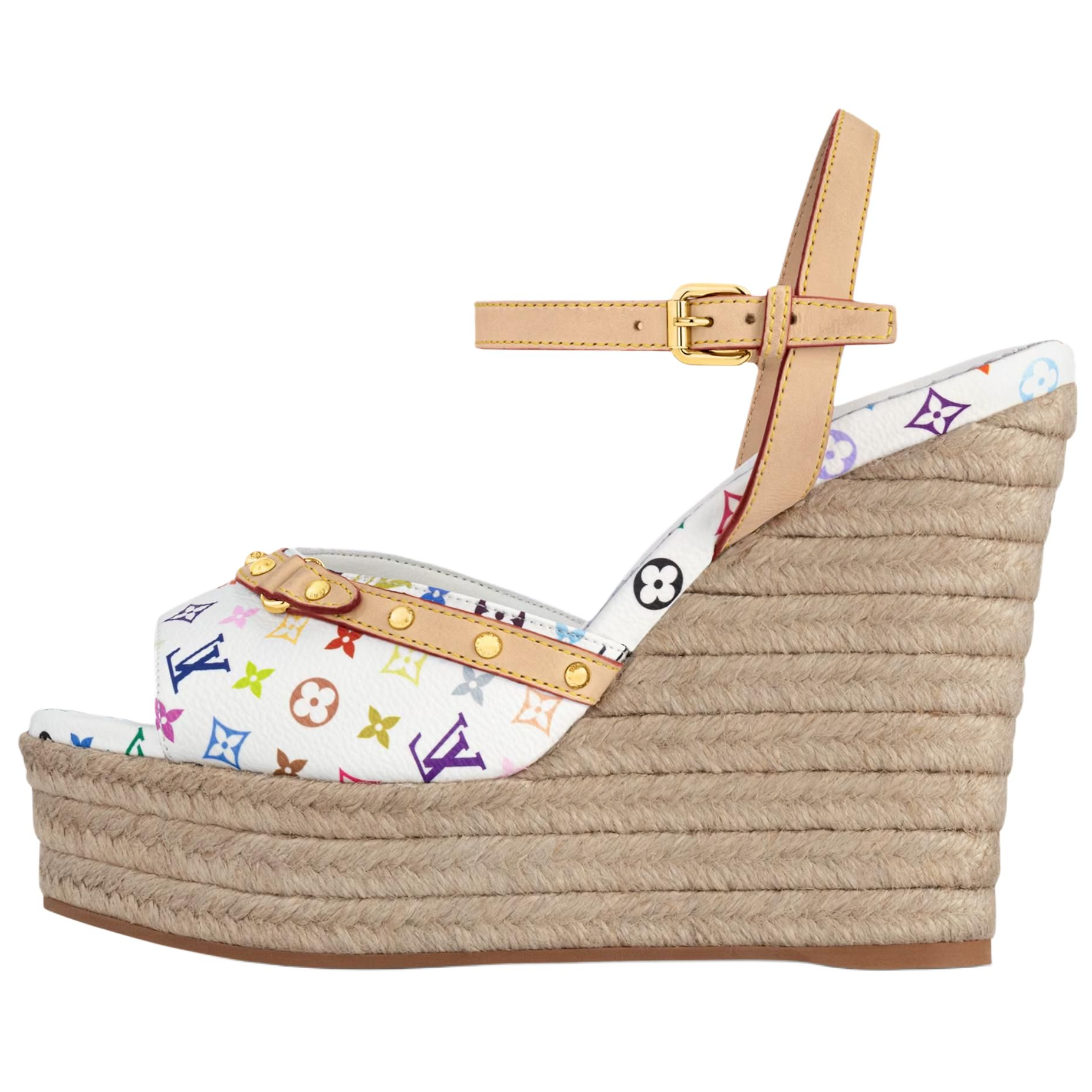 (Women) Louis Vuitton Helios Wedge Sandal Takashi Murakami White 1AGYX0