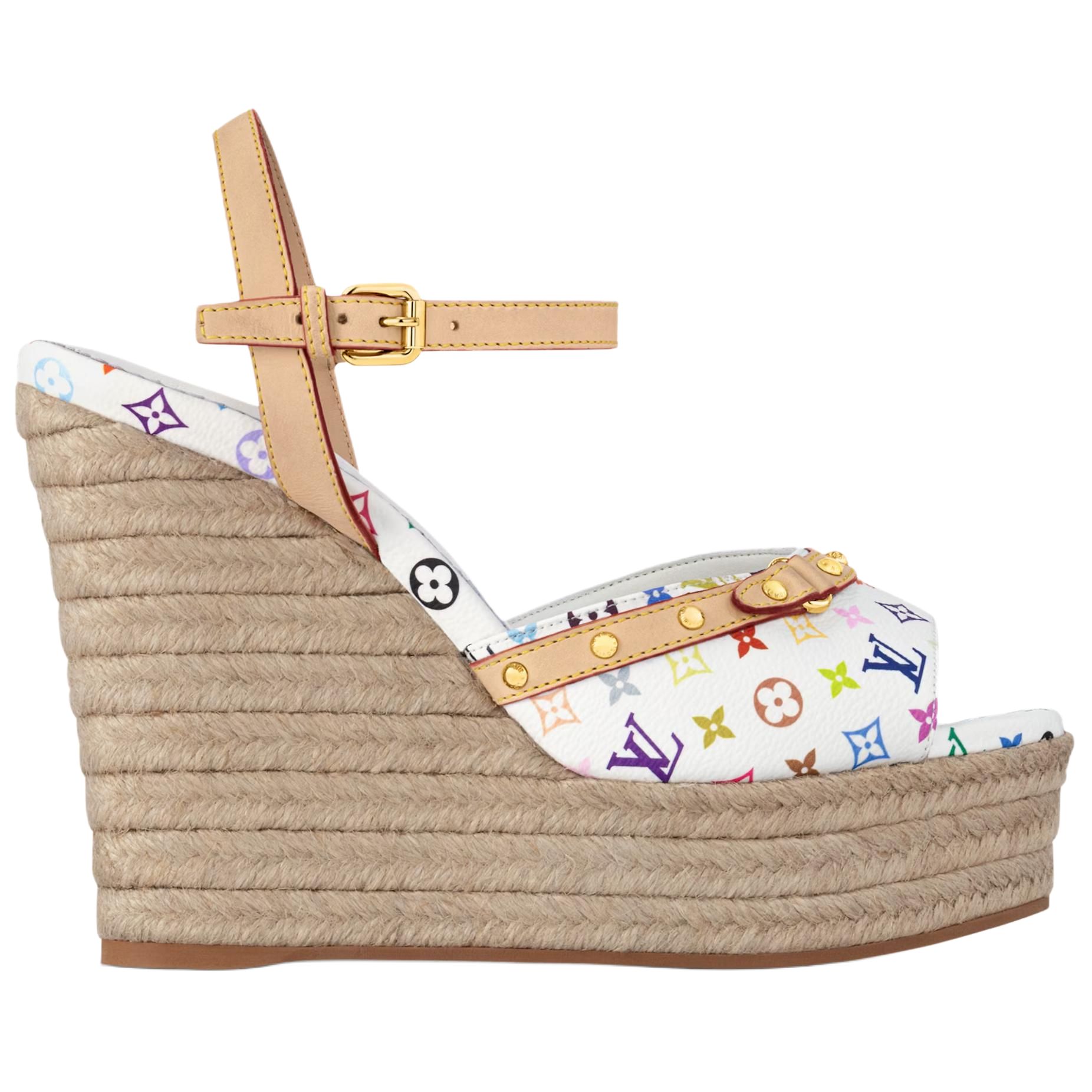 Order (Women) Louis Vuitton Helios Wedge Sandal Takashi Murakami White 1AGYX0