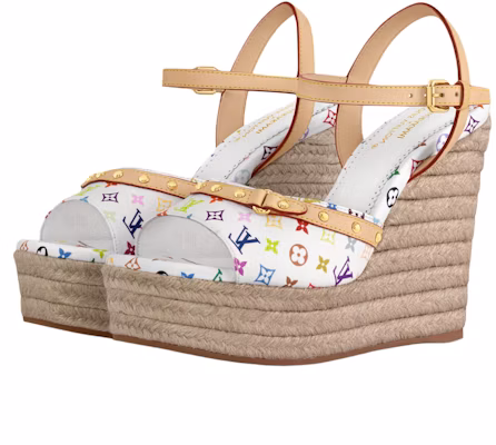(Women) Louis Vuitton Helios Wedge Sandal Takashi Murakami White 1AGYX0 Shop (Women) Louis Vuitton Helios Wedge Sandal Takashi Murakami White 1AGYX0