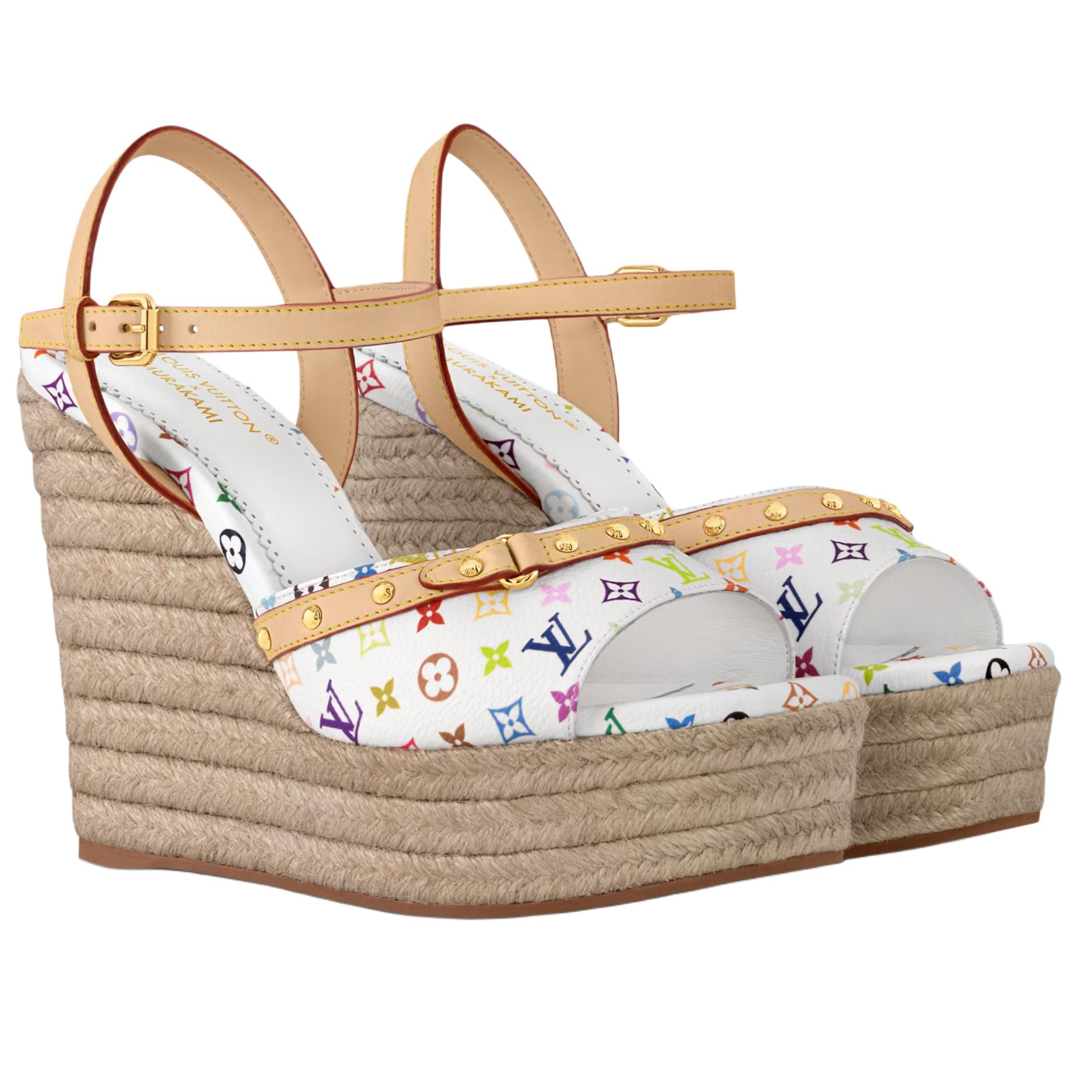 Shop (Women) Louis Vuitton Helios Wedge Sandal Takashi Murakami White 1AGYX0