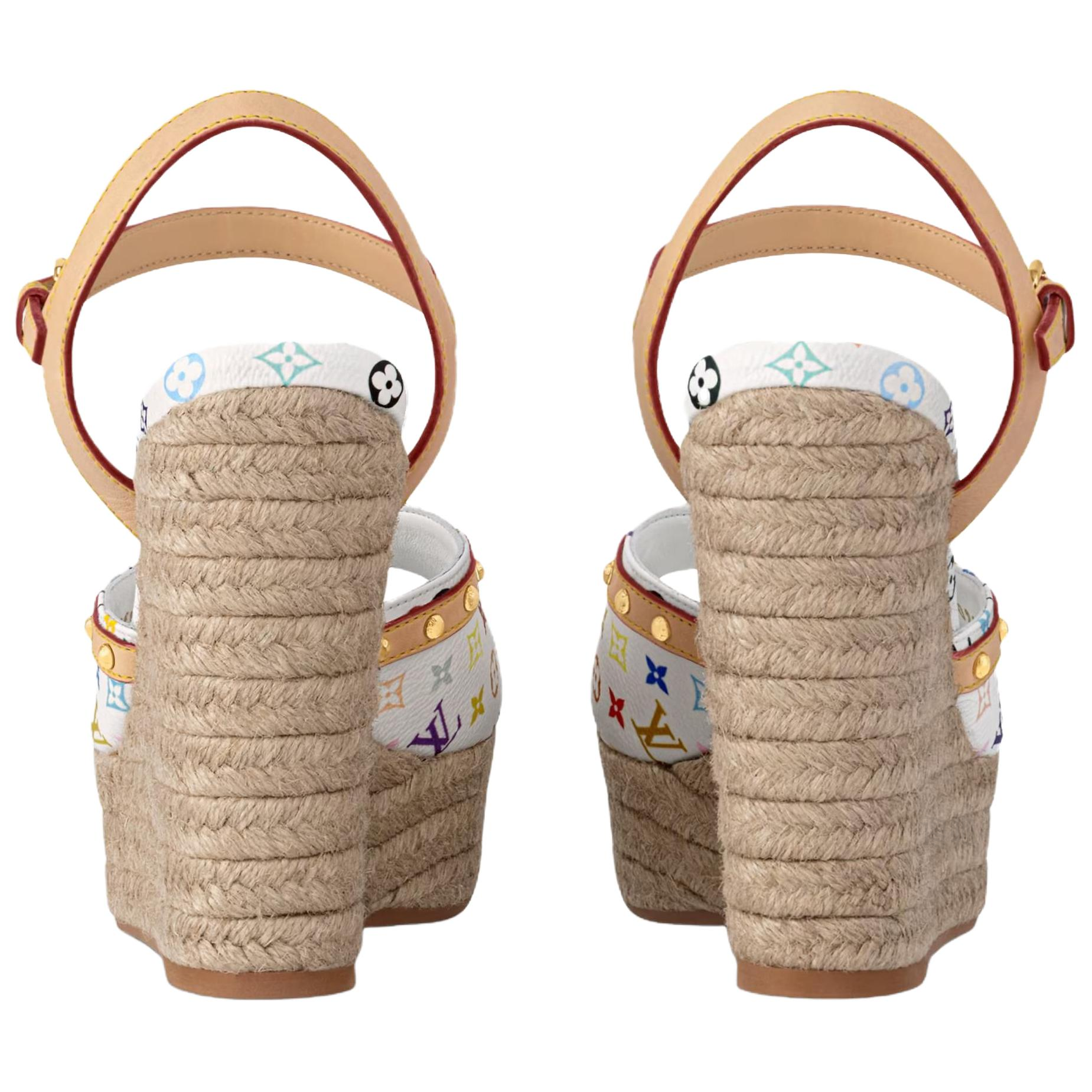 Purchase (Women) Louis Vuitton Helios Wedge Sandal Takashi Murakami White 1AGYX0