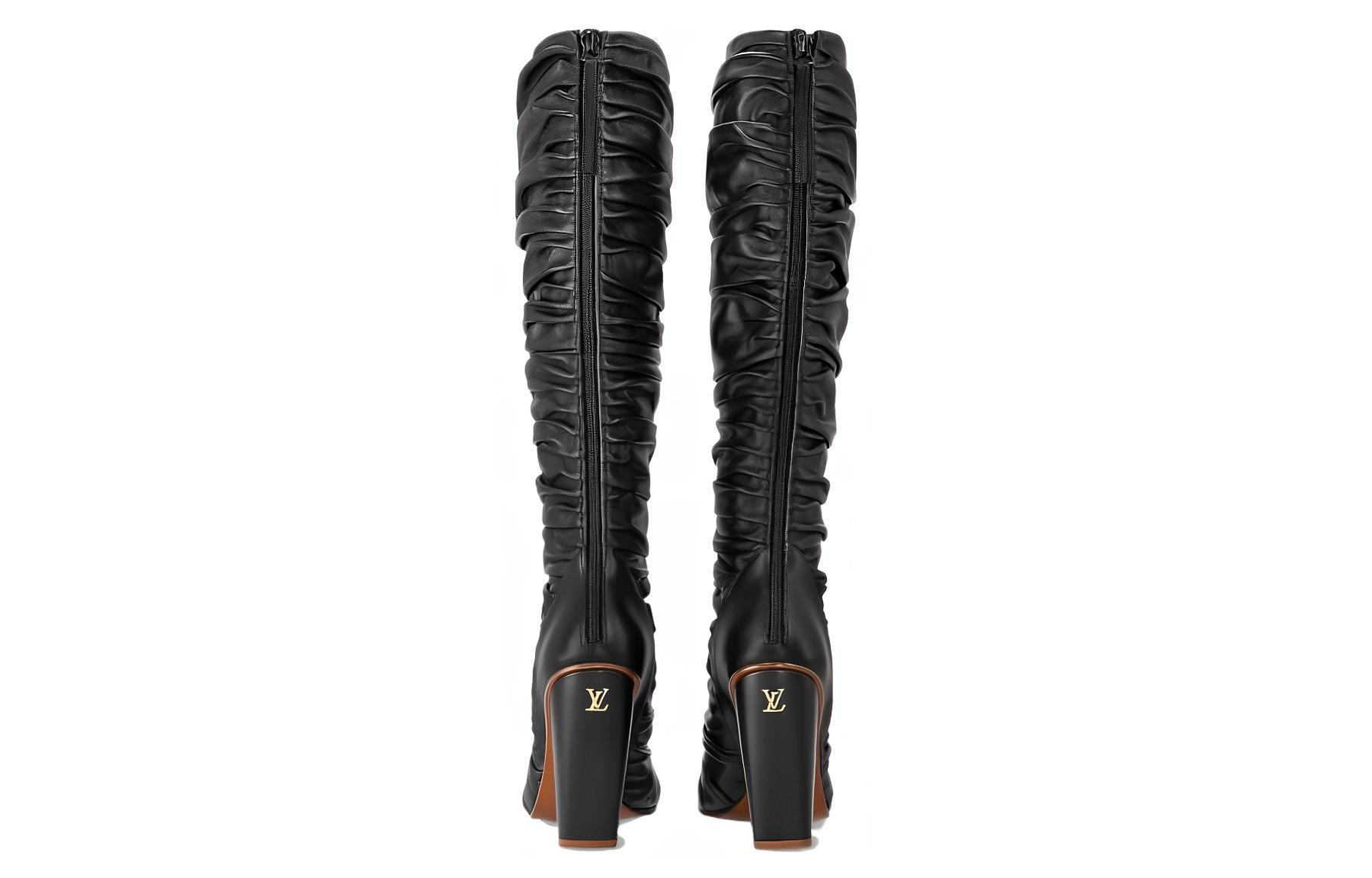Shop (W) Louis Vuitton Stivaletto Alto ''Pelle Nera con Zip'' 1AC8Y9