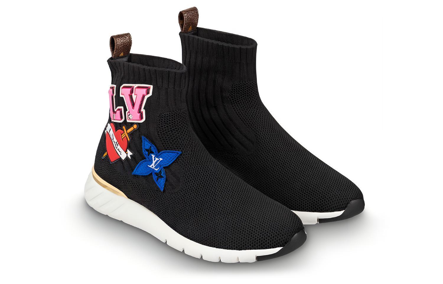 Lookbook (W) Louis Vuitton Sepatu High-Top Slip-On 'Kain Fashion Hitam' 1A4MRR