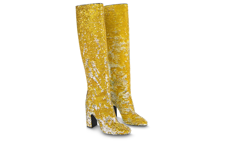 Lookbook 路易威登 女士 套穿式 高筒靴 9.5公分 女款 金色