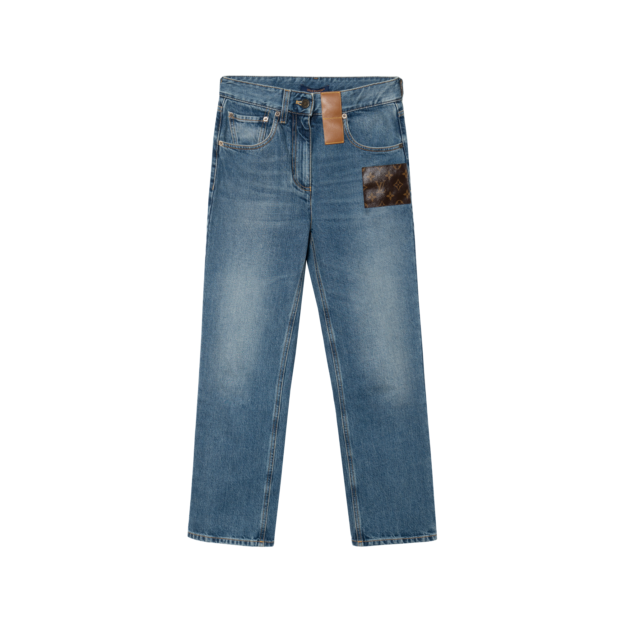 (Women) LOUIS VUITTON High-Waisted Loose Fit Straight Jeans Women Blue 1ACCWY