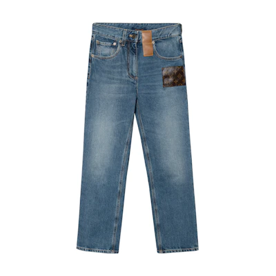 (Women) LOUIS VUITTON High-Waisted Loose Fit Straight Jeans Women Blue 1ACCWY