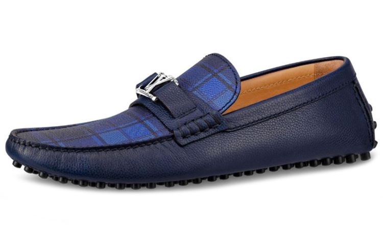 (Women) Louis Vuitton Hockenheim Moccasin 'Damier Tartan Blue' 1A5GVG