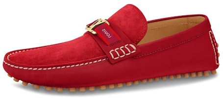 (Women) Louis Vuitton Hockenheim Moccasin 'Red Suede' 1A5XSB (Women) Louis Vuitton Hockenheim Moccasin 'Red Suede' 1A5XSB