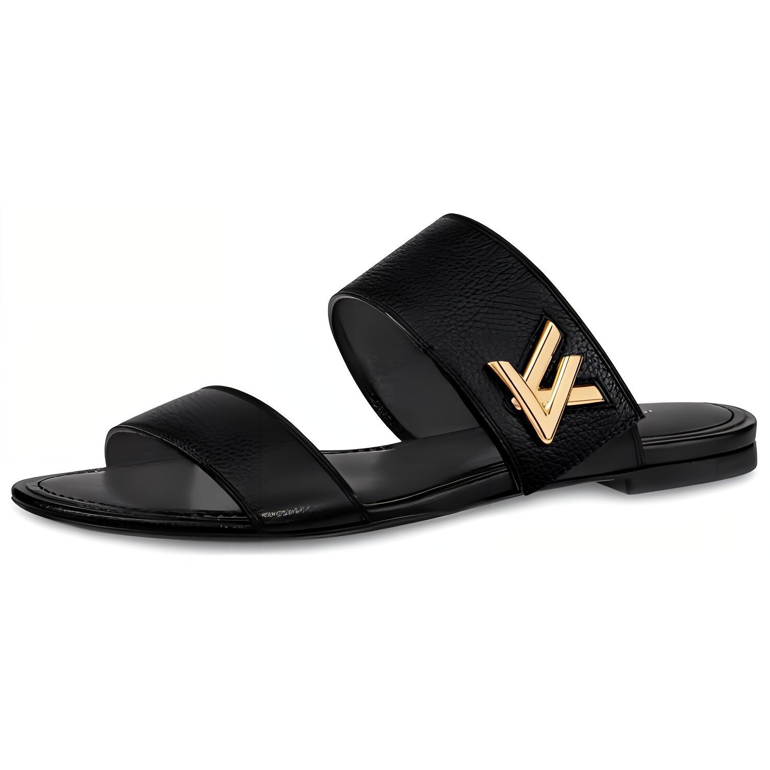 (Women) Louis Vuitton Horizon 'Black Suede Goatskin' Slides 1A4XTT