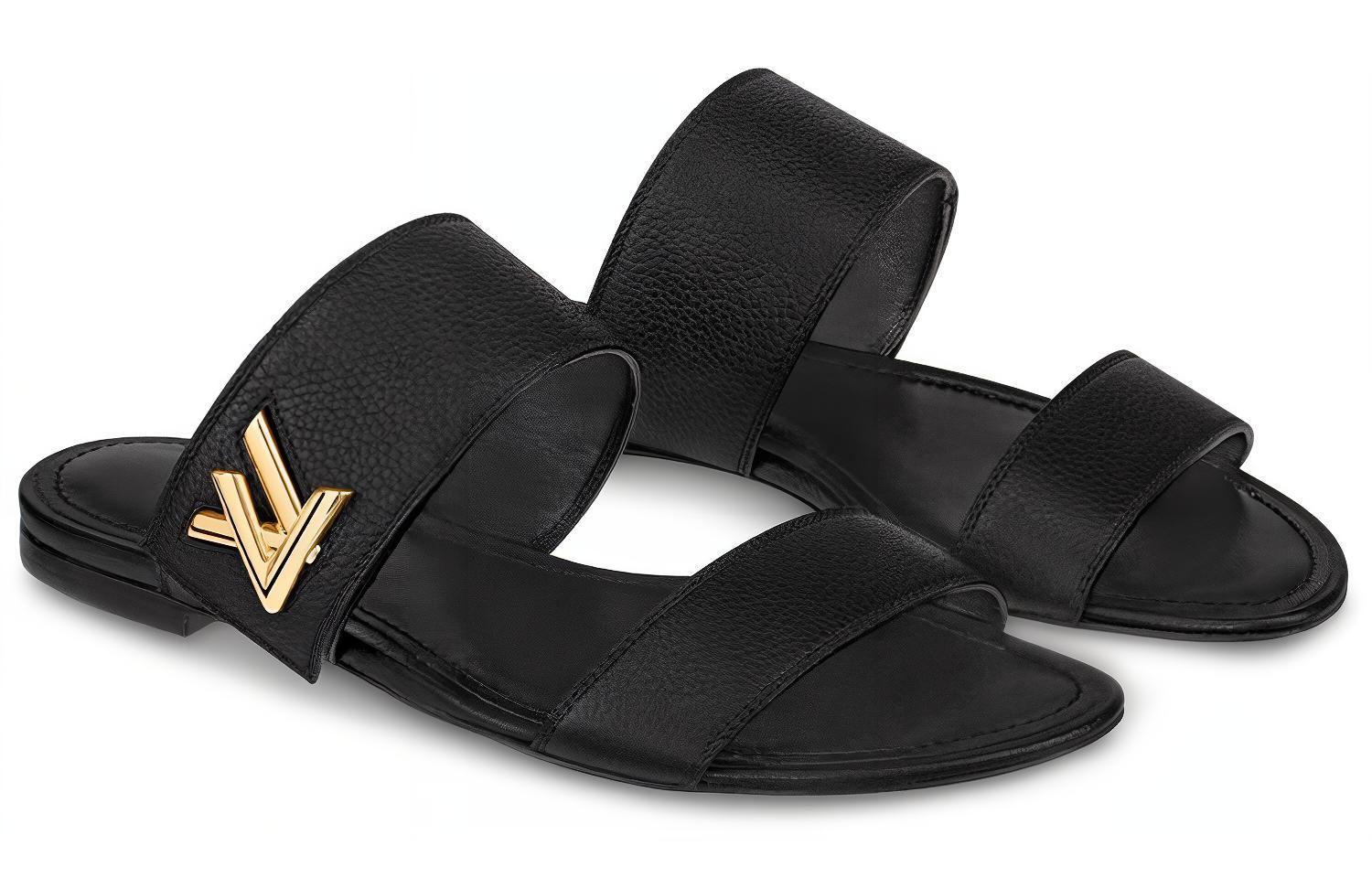 Lookbook (Women) Louis Vuitton Horizon 'Black Suede Goatskin' Slides 1A4XTT
