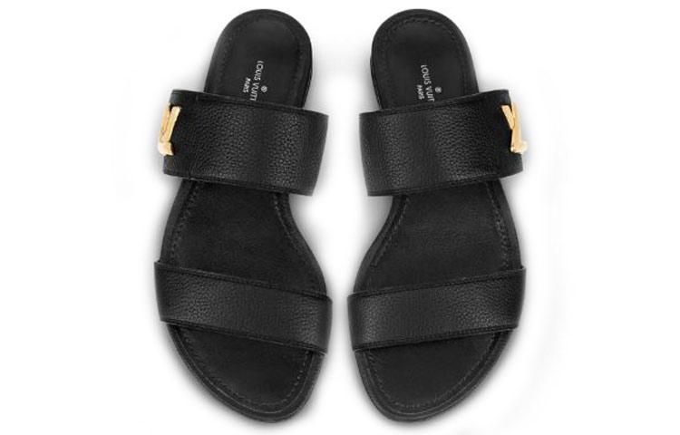 Shop (Women) Louis Vuitton Horizon 'Black Suede Goatskin' Slides 1A4XTT
