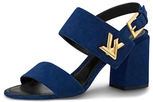 (Women) Louis Vuitton Horizon 'Blue Goat Suede High-Heel Mules' 1A4WIQ (Women) Louis Vuitton Horizon 'Blue Goat Suede High-Heel Mules' 1A4WIQ