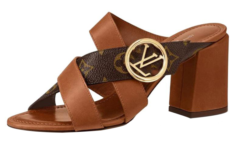 Buy (W) Louis Vuitton Horizon 'Brown Calfskin High-Heeled Mule' - Tumit Tinggi Kulit Perang 1A5BZL