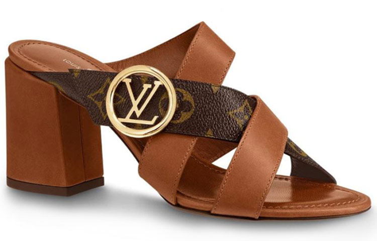 Order (W) Louis Vuitton Horizon 'Brown Calfskin High-Heeled Mule' - Tumit Tinggi Kulit Perang 1A5BZL