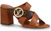Order (W) Louis Vuitton Horizon 'Brown Calfskin High-Heeled Mule' - Tumit Tinggi Kulit Perang 1A5BZL