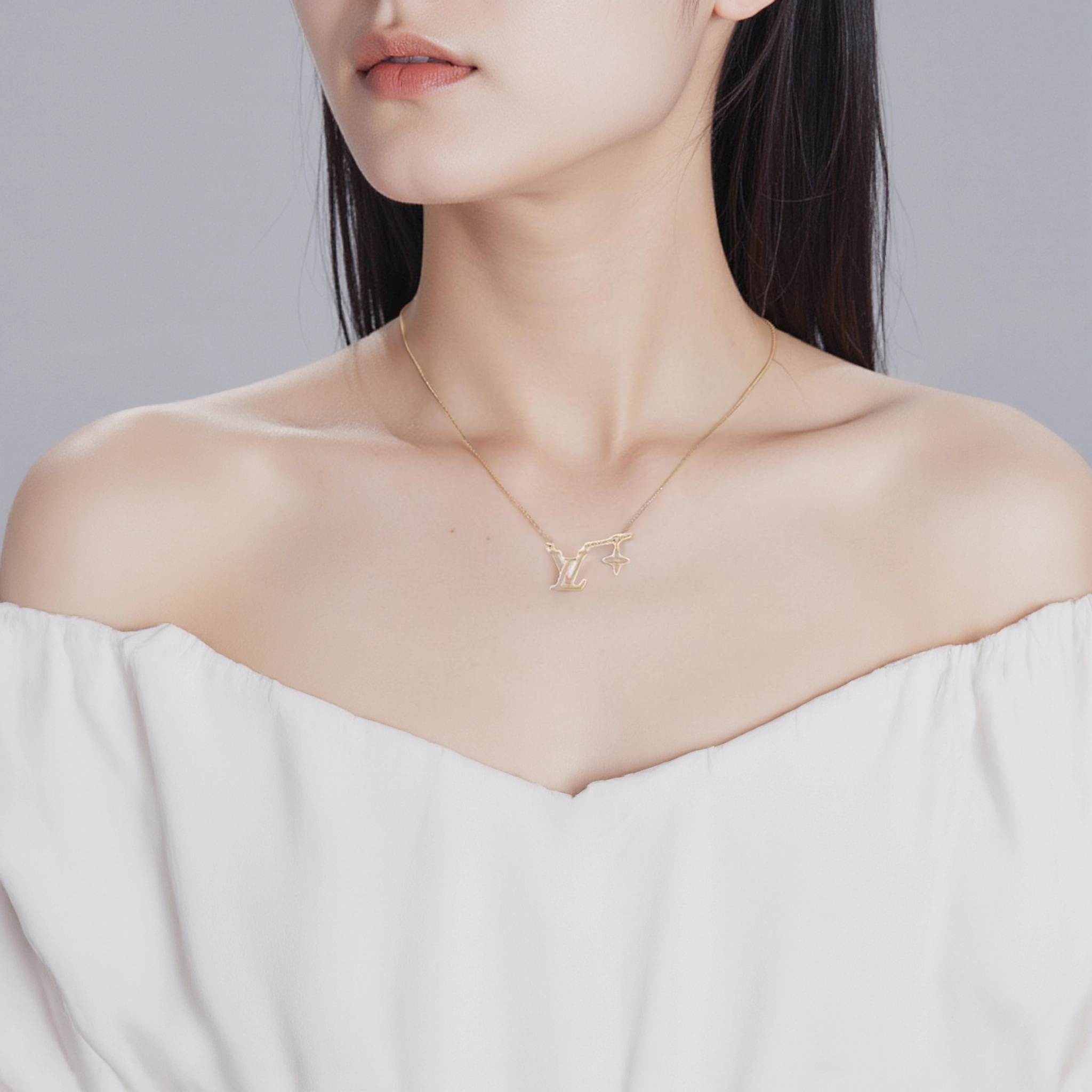 Details for (W) 루이비통 여성용 아이코닉 에나멜 투톤 퍼플 목걸이. M02146