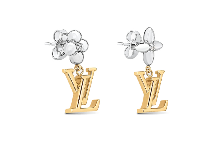 (Women) Louis Vuitton Iconic Flower Zirconia Pendant Earrings Gold  Jewelry M01287 圖 2