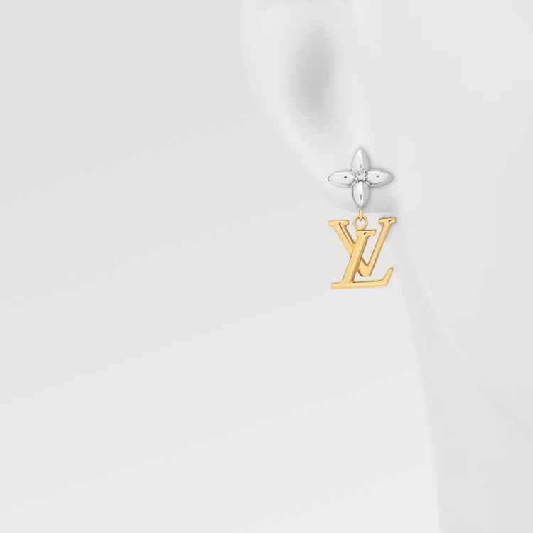 (Women) Louis Vuitton Iconic Flower Zirconia Pendant Earrings Gold  Jewelry M01287 圖 4