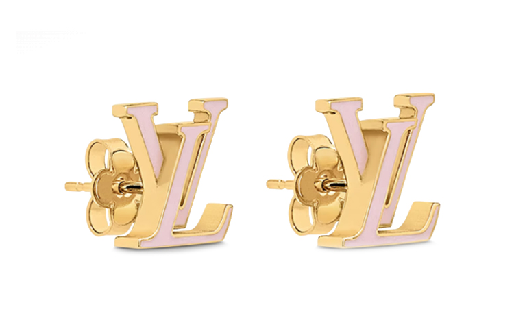 (Women) Louis Vuitton Iconic LV Logo Metal Earrings Gold/Pink  Fashion Jewelry M01136 圖 2