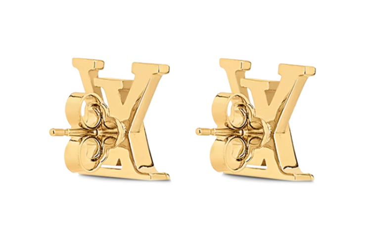 (Women) Louis Vuitton Iconic LV Logo Metal Earrings Gold/Pink  Fashion Jewelry M01136 圖 3